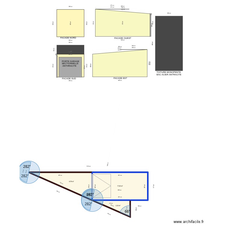 FACADE GARAGE. Plan de 3 pièces et 31 m2