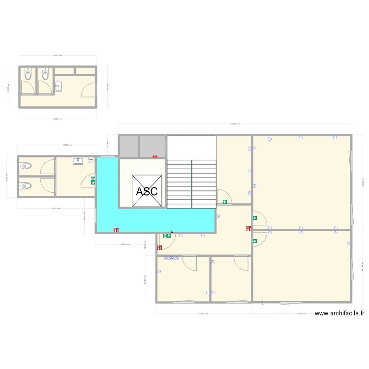 Avocats. Plan de 18 pièces et 131 m2