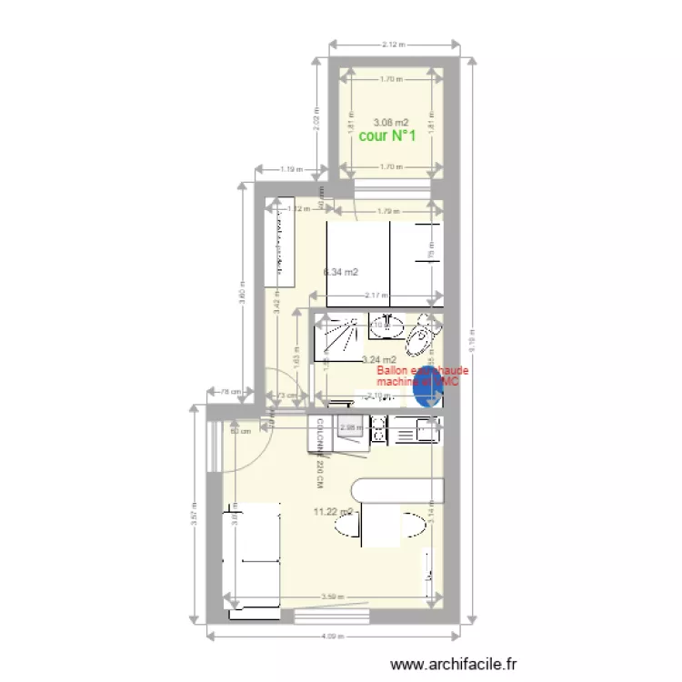 appart 1 habilit&eacute;. Plan de 