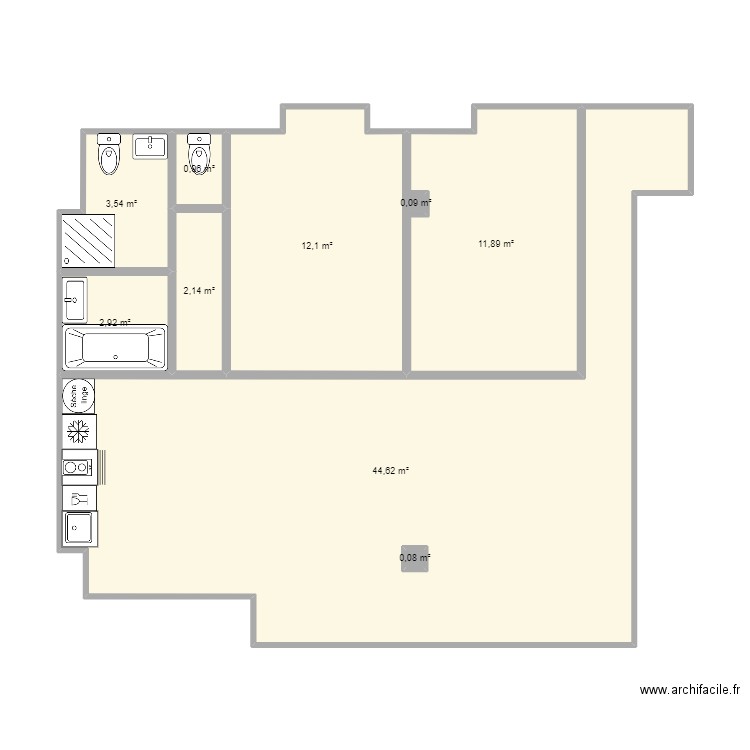 Ceuta v5. Plan de 9 pièces et 79 m2