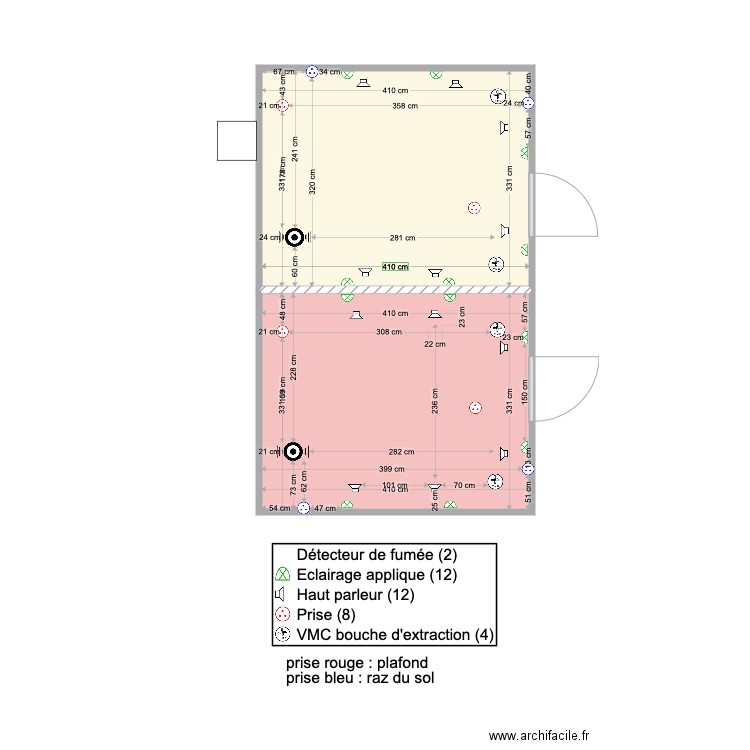 bok karaoke. Plan de 2 pièces et 27 m2