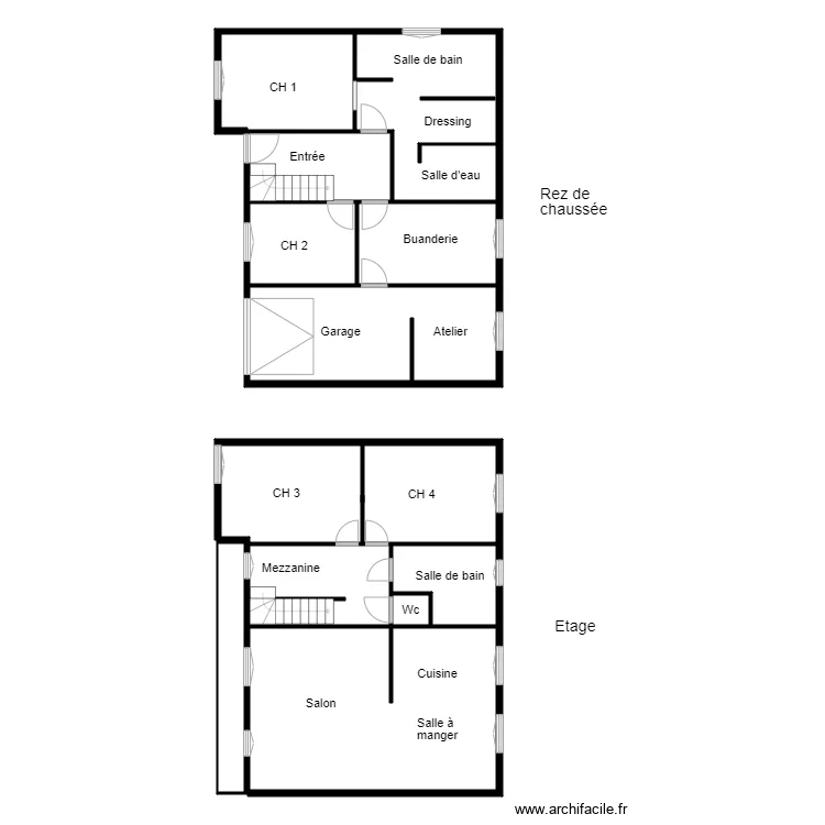 Croquis maison BADELINO. Plan de 