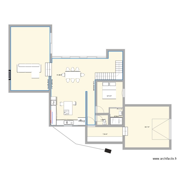 maison mod. Plan de 6 pièces et 128 m2