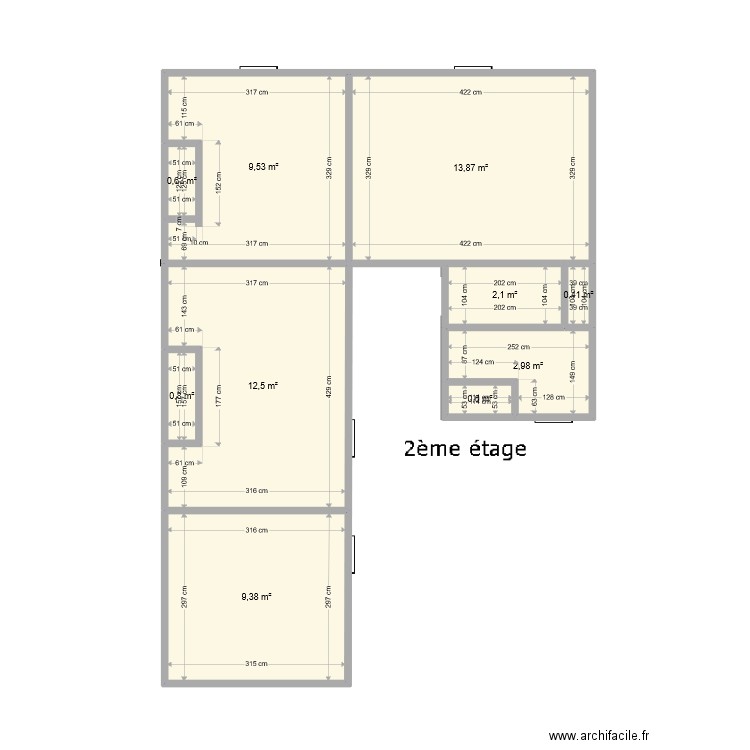T3 2ème v2. Plan de 10 pièces et 53 m2