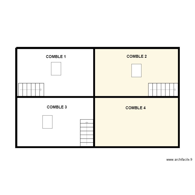 COMBLES HORTHEMEL. Plan de 2 pièces et 30 m2