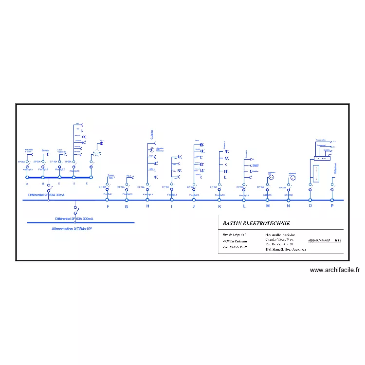 Appartement Meuse View  B12 Schema unifilaire. Plan de 