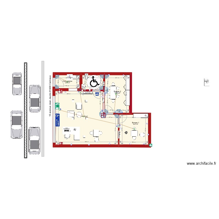 plan commerce carmaux 19. Plan de 4 pièces et 59 m2