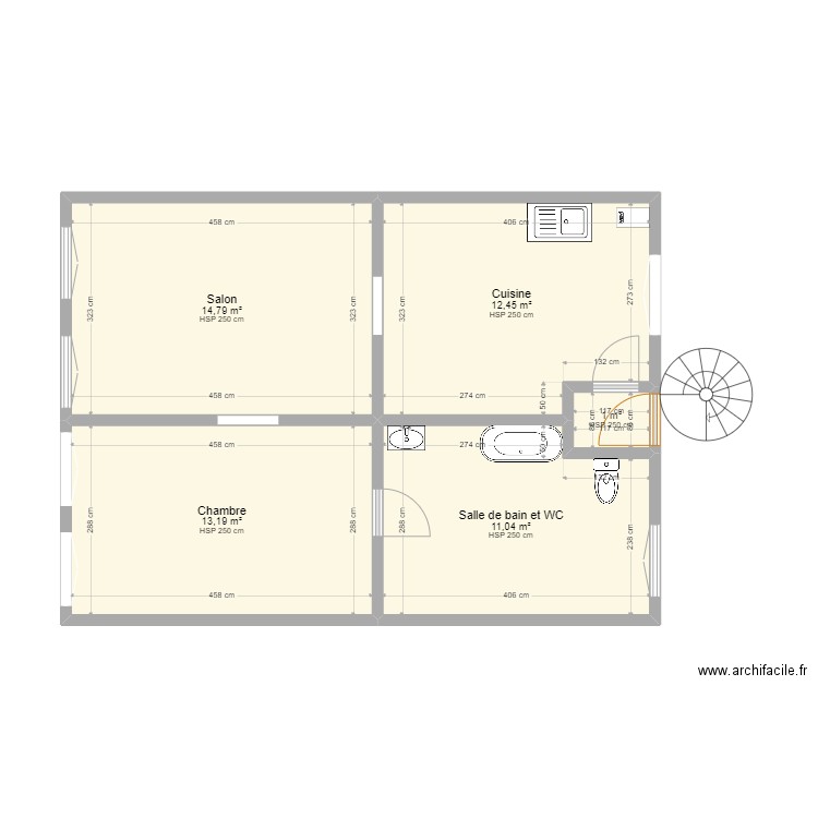 appartement 0011. Plan de 5 pièces et 52 m2