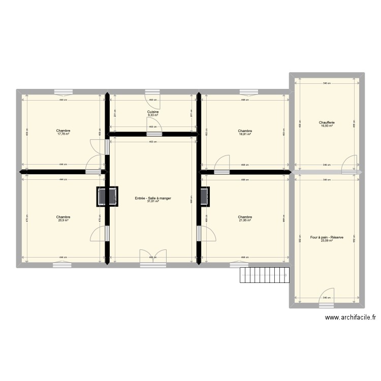Plan RDC Maison Bosjean. Plan de 8 pièces et 160 m2