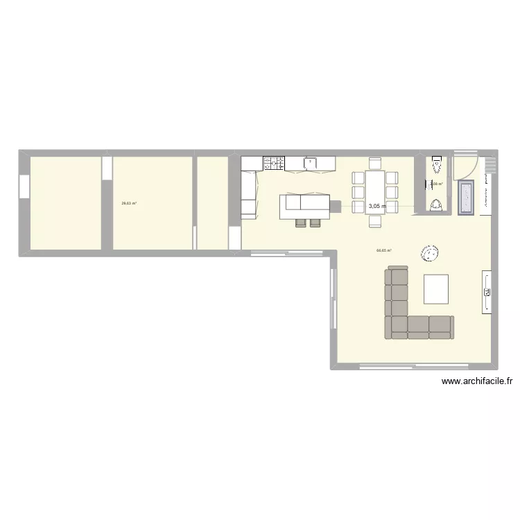 RDC MAISON JC - SALON FACE ENTREE - VERSION SAM A GAUCHE. Plan de 3 et 98 m² RDC MAISON JC - SALON FACE ENTREE - VERSION SAM A GAUCHE. Plan de 3 et 98 m²