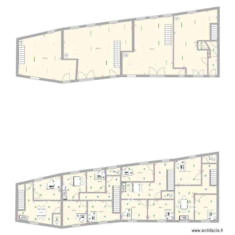 Bâtiment Saint Aubin Epinay Elec. Plan de 24 pièces et 342 m2