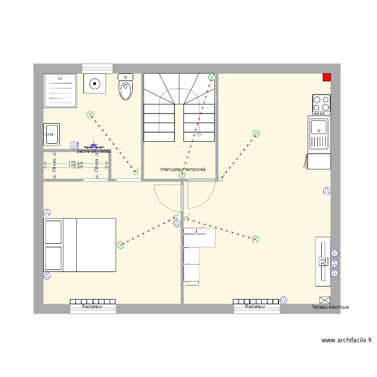 CHEREL BLOIS AMENAGEMENT 1 ER etage. Plan de 6 pièces et 44 m2