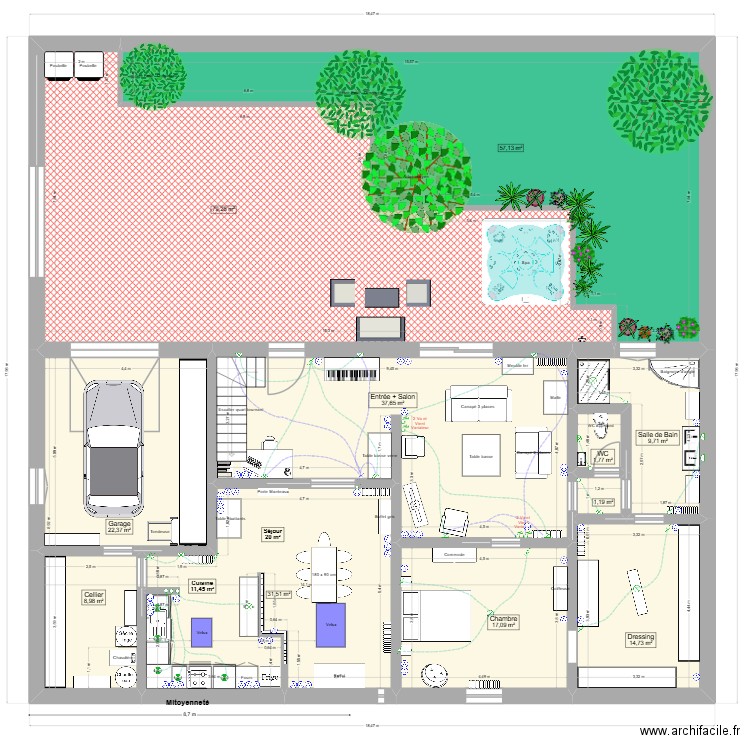 Projet Aixe centre Electricité. Plan de 15 pièces et 442 m2