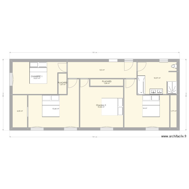 semussac étage 2. Plan de 10 pièces et 87 m2