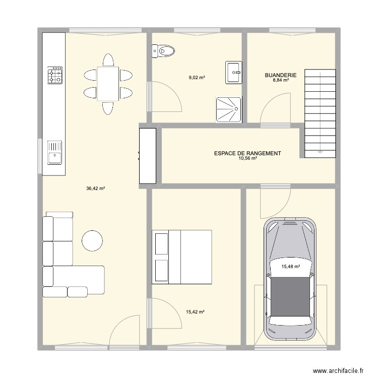 belle tete SOUS. Plan de 6 pièces et 96 m2