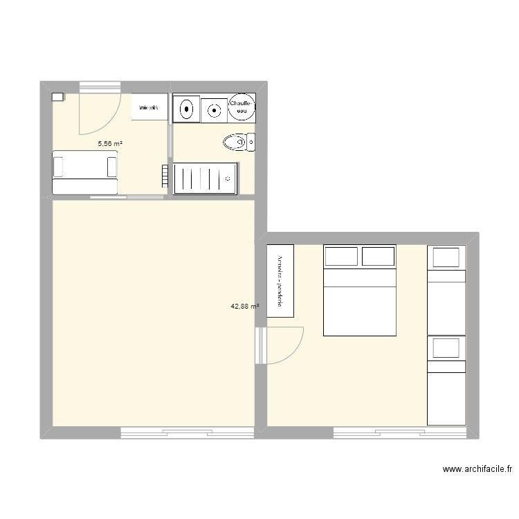 LA MONGIE FUTURE. Plan de 2 pièces et 48 m2