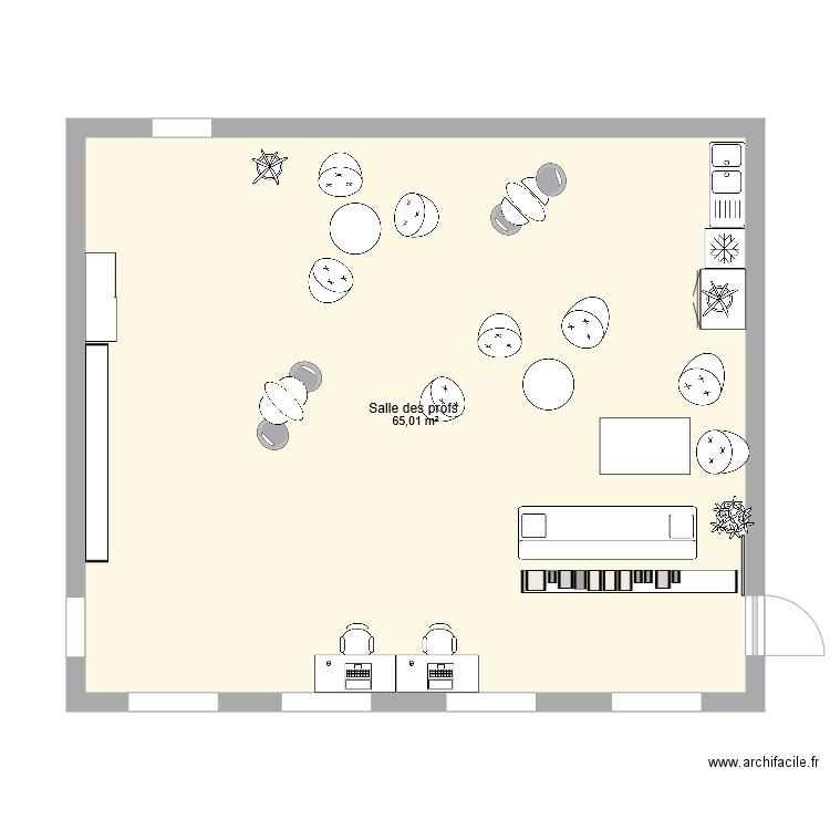 salle LGT SALS. Plan de 1 pièce et 65 m2