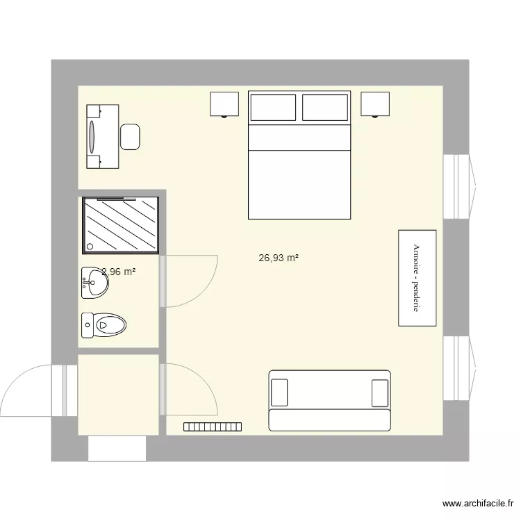 Chambre parentale jardin. Plan de Chambre parentale jardin. Plan de