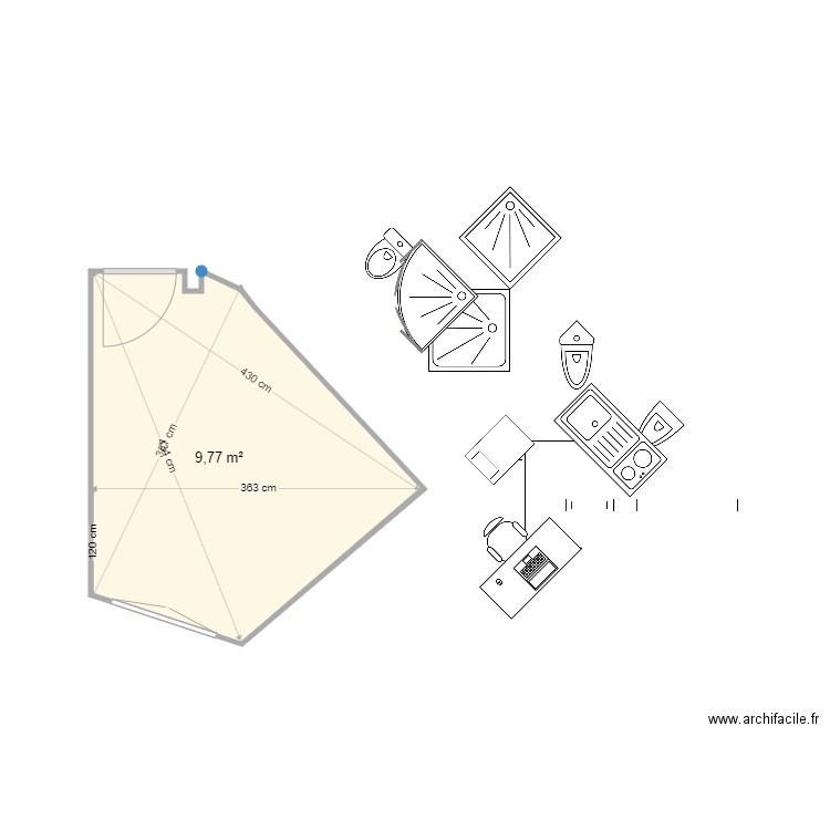 chambr4M0. Plan de 1 pièce et 10 m2