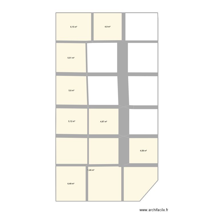 plan residence 3. Plan de 9 pièces et 56 m2