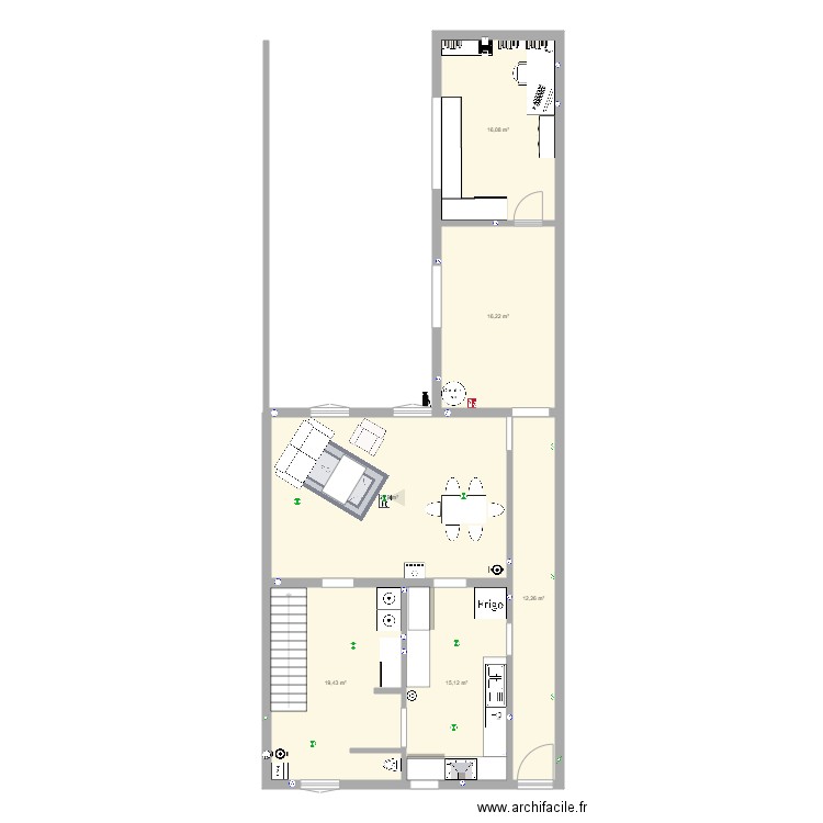 plan h . Plan de 6 pièces et 109 m2