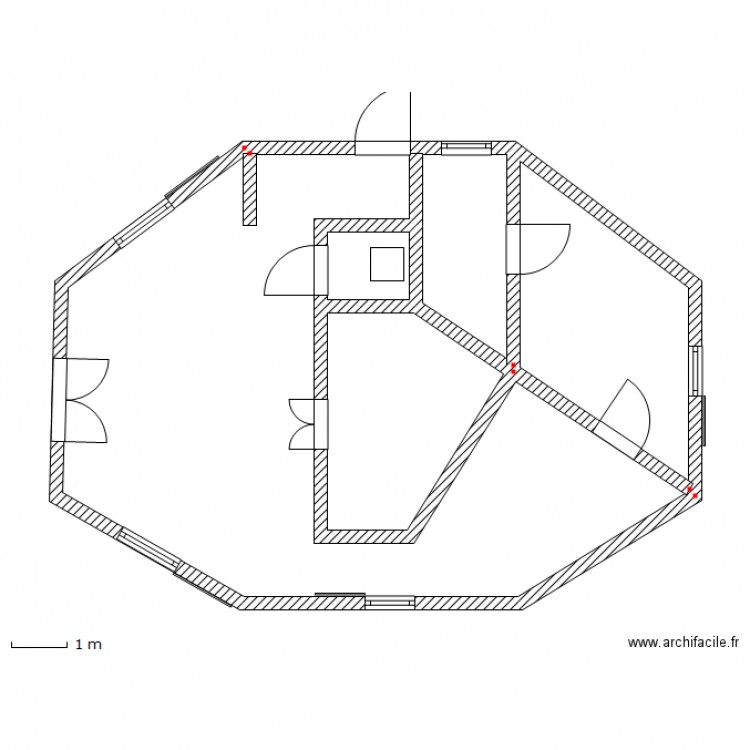 maison octogonale. Plan de 0 pièce et 0 m2
