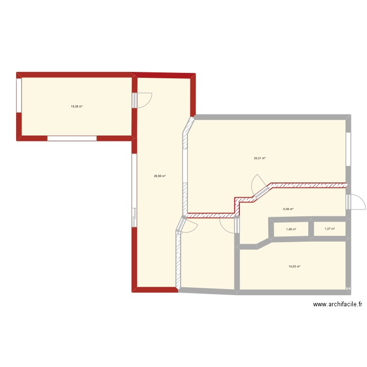 Agrandissement maison 1. Plan de 7 pièces et 106 m2
