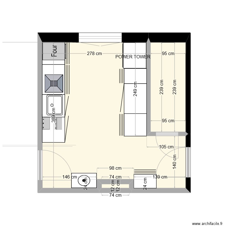 CABINET 4 eme option sté meuble bas. Plan de 3 pièces et 14 m2