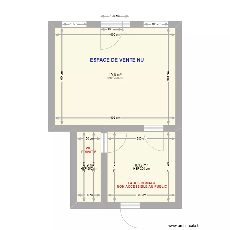 PLAN NU FROMAGERIE. Plan de 
