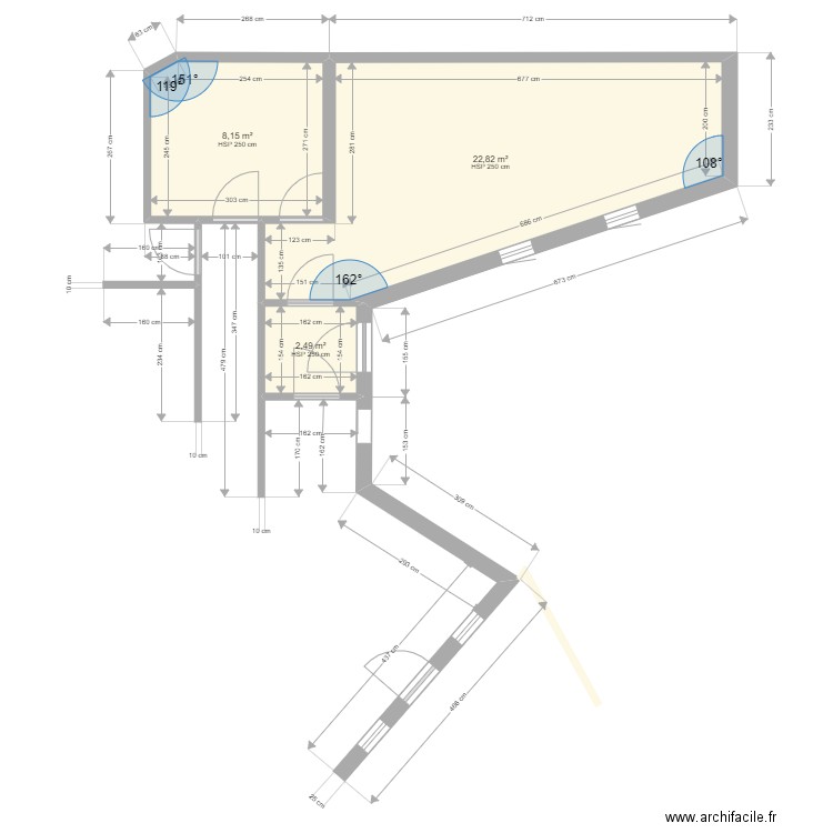plan actuel studio chalet. Plan de 3 pièces et 33 m2