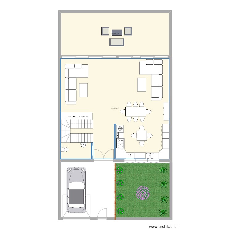 plan RDC. Plan de 2 pièces et 120 m2