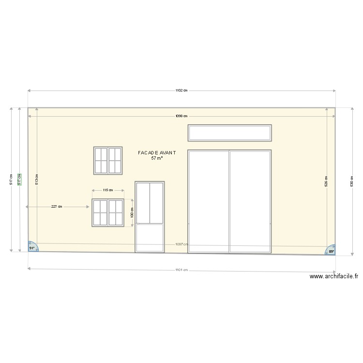 Façade avant. Plan de 0 pièce et 0 m2