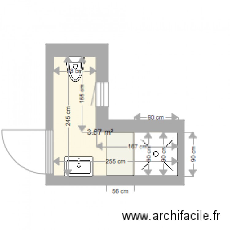 Salle de Douche Wagram. Plan de 0 pièce et 0 m2