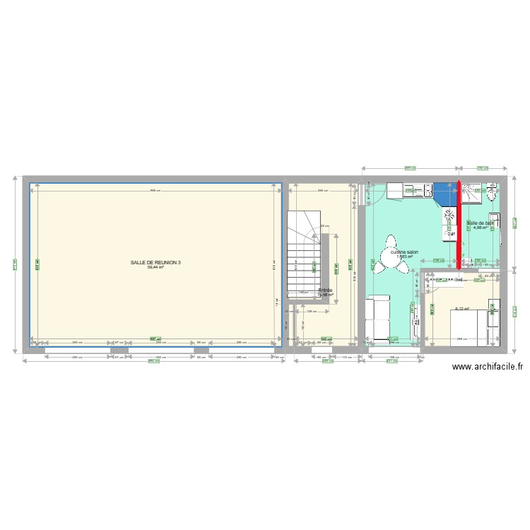 SALLES PAROISSIALES 1ER ETAGE MODIFIE V002. Plan de 5 pièces et 106 m2