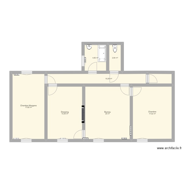 Etage Arganchy. Plan de 7 pièces et 89 m2