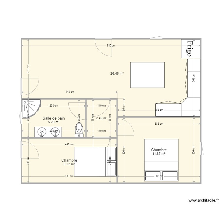 virginie VERSION TRAVAUX ALAIN STEPH meubl&eacute; 2 version. Plan de 0 pièce et 0 m2