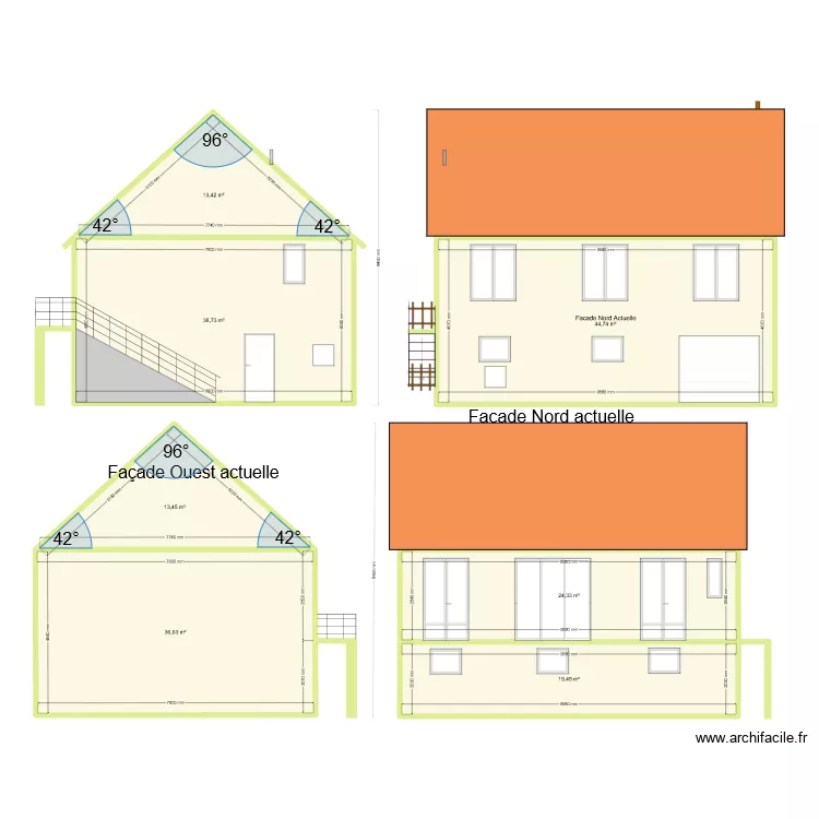 Plan de facade et toiture d&eacute;mo . Plan de 