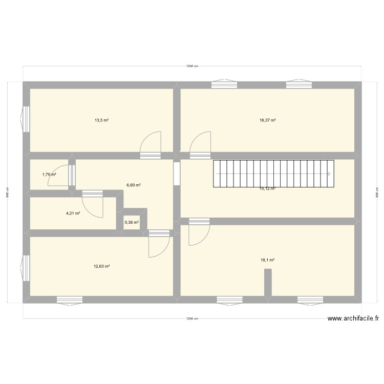 etage 1. Plan de 9 pièces et 89 m2