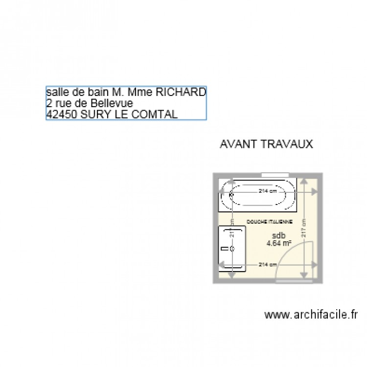 SDB RICHARD . Plan de 0 pièce et 0 m2