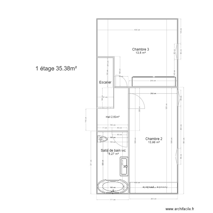 1 ER ETAGE 1. Plan de 4 pièces et 35 m2