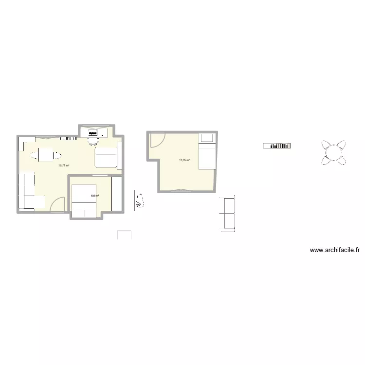 maison. Plan de 3  et 38 m²