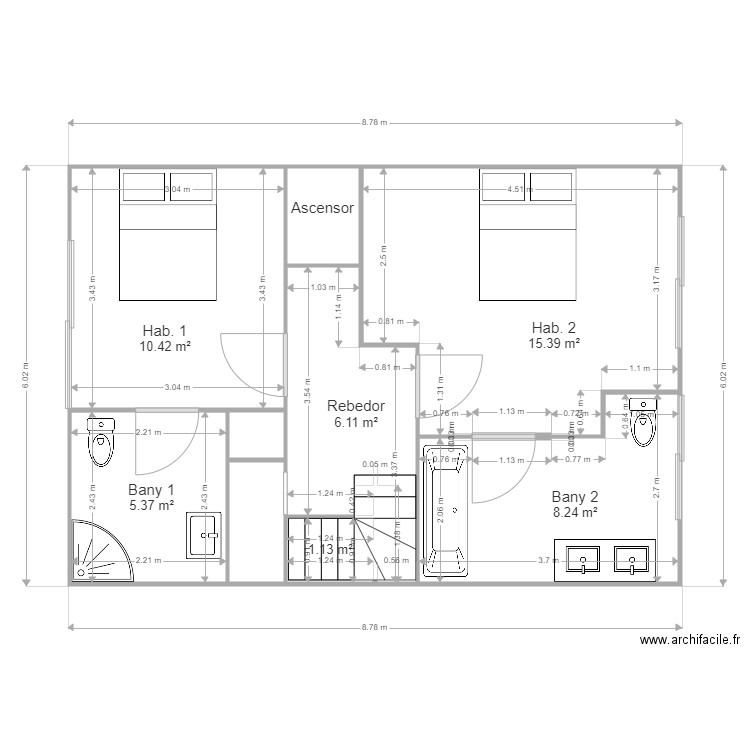 Planta 0 Actual v2. Plan de 9 pièces et 50 m2