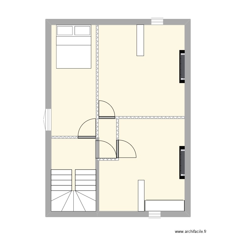 combles. Plan de 2 pièces et 50 m2