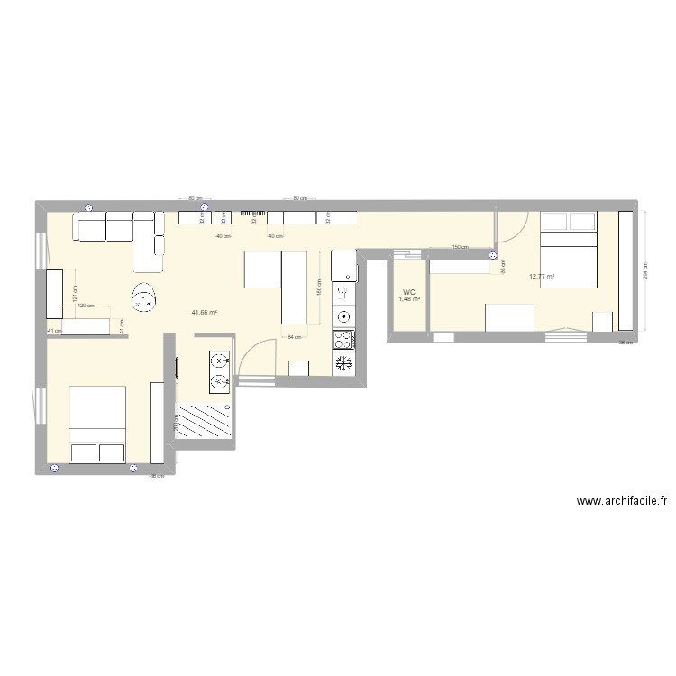 HGSNPlan2. Plan de 3 pièces et 56 m2