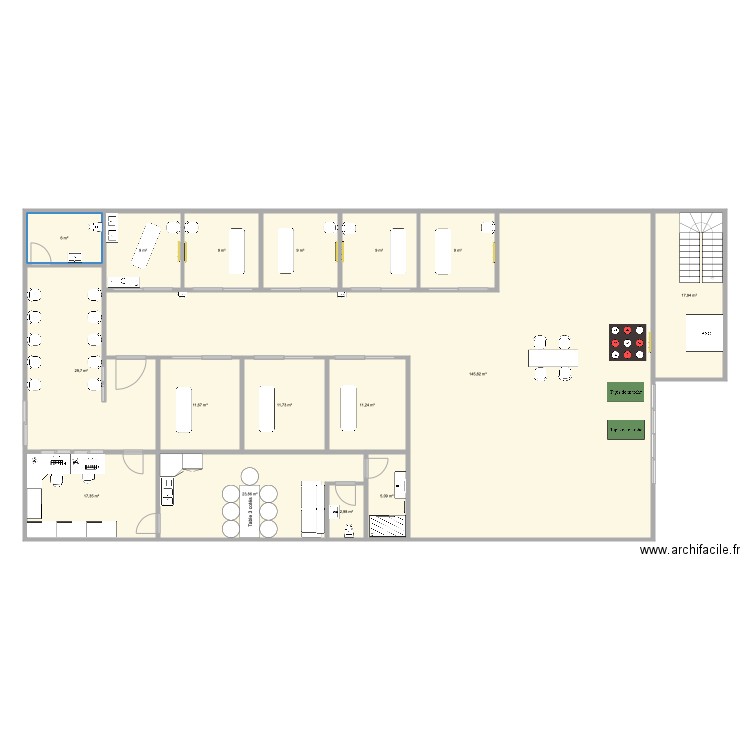 Cabinet SK2A 5. Plan de 16 pièces et 328 m2