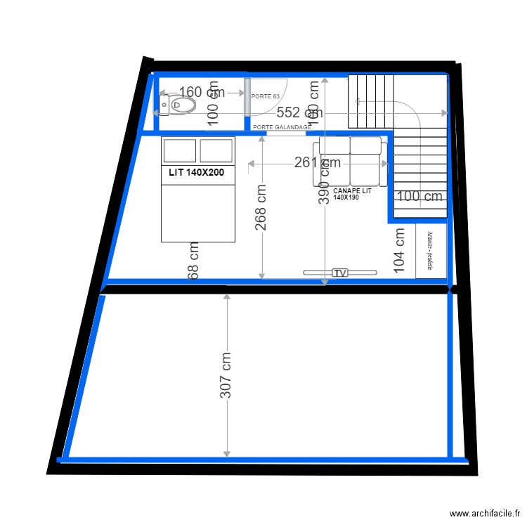 ROMMELAERE ETAGE bof. Plan de 3 pièces et 23 m2
