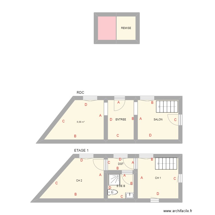 LYNCH. Plan de 9 pièces et 48 m2