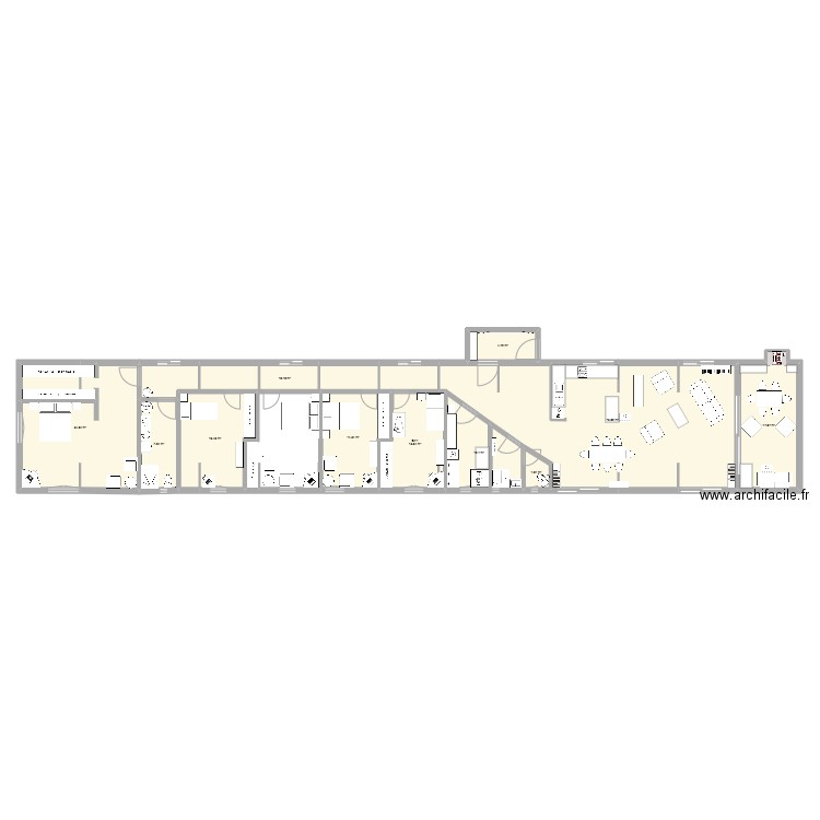 HAG43. Plan de 11 pièces et 216 m2