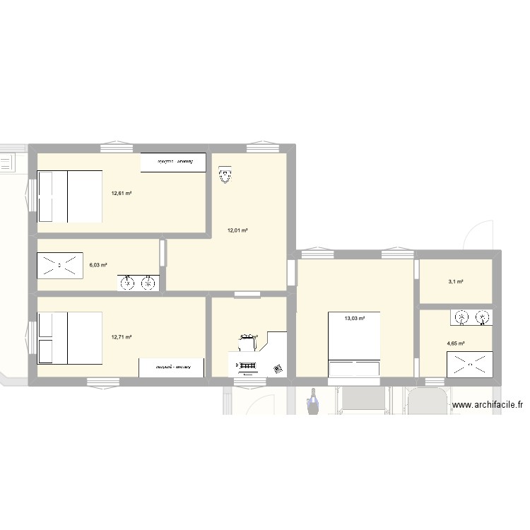 Maison Amerique. Plan de 11 pièces et 197 m2