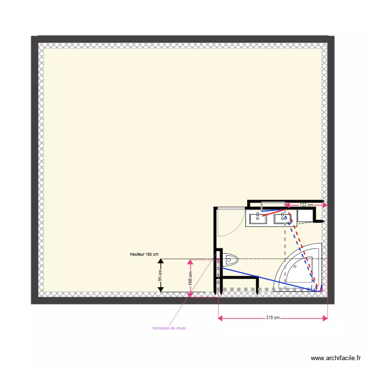 Maison 1er &eacute;tage SDB PLOMBERIE. Plan de 